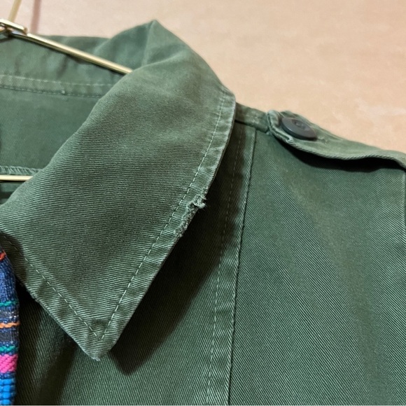 Jen's Pirate Booty x Free People Military Utility Jacket Boho Trim Green Size S - Picture 5 of 15
